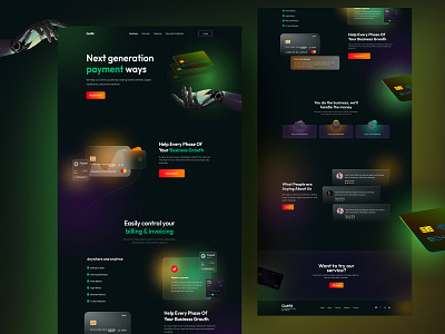 Payment Gateway Landing page branding card cash dark ui dark version web ui e wallet payment getaway website paymnet system website ui uiux
