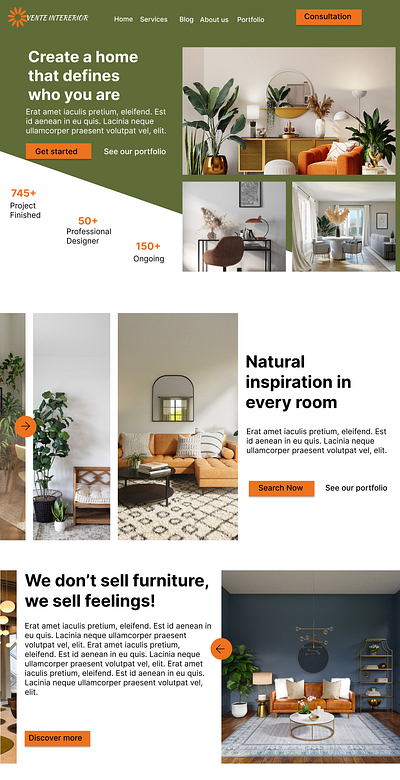 FURNITURE & INTERIOR LANDING PAGE branding design furniture graphic design interior interior design landingpage logo typography ui web website website design