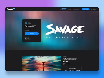 Savage — Video NFT Marketplace Website Design [by PixelPlex] blockchain clean crypto design ethereum gradient marketplace metaverse minimal nft nft art token ui web app website design