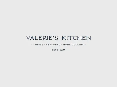 Valerie's Kitchen Logo Identity + Branding brand design brand identity brand strategy branding business cards food blog graphic design logo logo design logo identity logomark logotype minimal notecards rebrand recipes serif font stationery typography