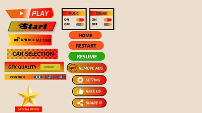 GAME BUTTONS UI DESIGN app design application designs branding design game buttons ui design graphic design illustration logo mobile app ui design ui vector