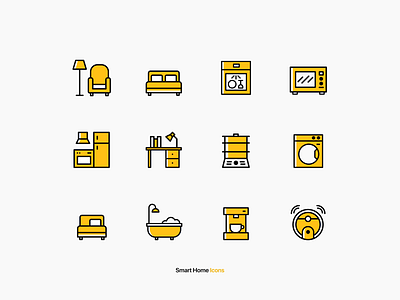 Smart Home Icons electronic devices icons outline smart home ui vector yellow