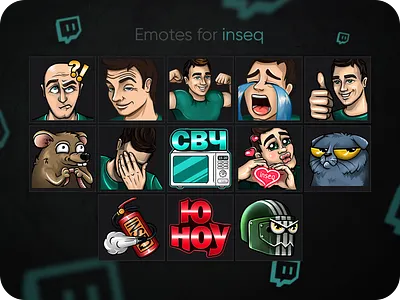 Twitch Emotes Inseq design digitalart emotes illustration overlay smile streaming twitch