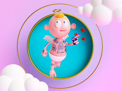 Vandal Cupid 3d 3d character character design cherub cupid illustration rendering valentinesday