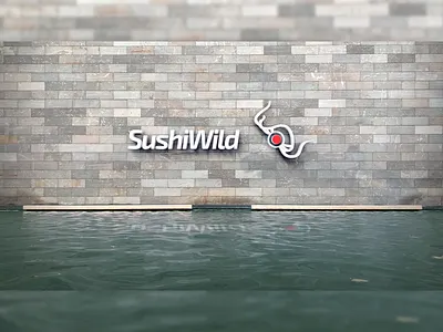 SushiWild bite branding chef design fangs for sale graphic design grill icon identity kitchen lion logo logo mark mockup op restaurant sushi vector wild