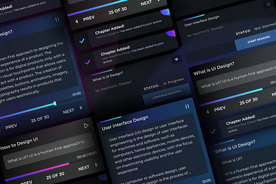 Reading Cards UI cards classes courses dark theme design figma reading studying ui