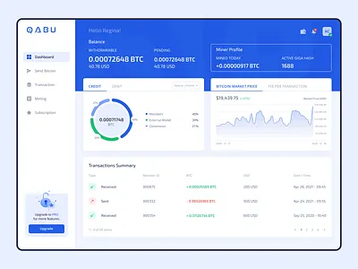 Crypto Wallet Dashboard crypto ui wallet