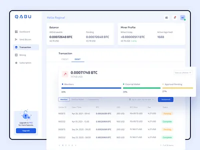 Wallet Dashboard Design crypto ui wallet
