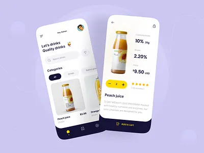 Juice Mobile App Exploration! app app design design drinks ios juice juice mobile app minimal mobile ui online shopping app online store trendy ui ux