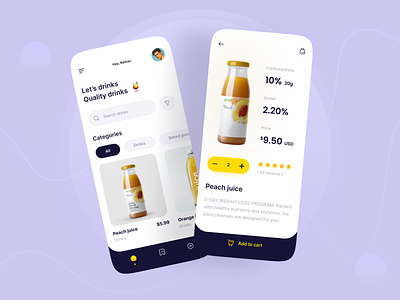 Juice Mobile App Exploration! app app design design drinks ios juice juice mobile app minimal mobile ui online shopping app online store trendy ui ux