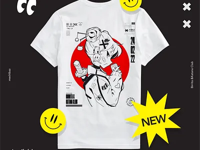 Birrita & Katana Club tshirts abstract anime illustration poster texture