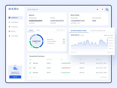 Wallet Dashboard Design crypto ui wallet