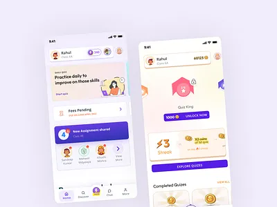 Student Virtual classroom app branding cards clean design ui ux