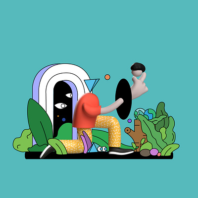 Change head 2d 3d branding c4d character design illustration