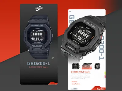 G-SHOCK GBD200-1 Concept Webstore branding flat design gshock ux watch