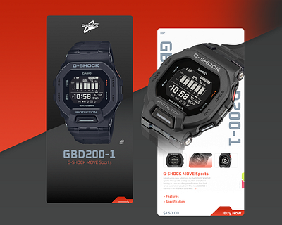 G-SHOCK GBD200-1 Concept Webstore branding flat design gshock ux watch