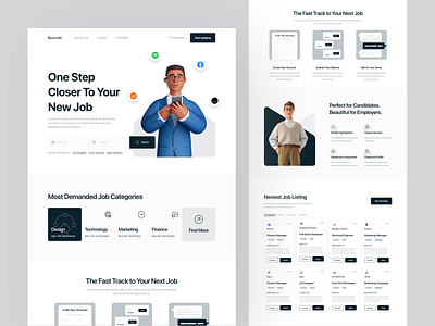 BuzzJob - Landing Page Website career employment find work hire hiring hiring platform job job board job finder job listing job search job seeker landing page product product design recruitment ui uiux web web design