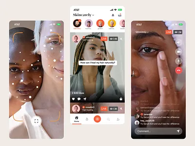 Skin Care AI Social Media ai animation app cosmetic influence instagram live media minimal mobile motion scan skincare social tiktok ui ux