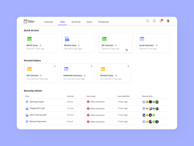 Files and Folders Quick Access Page | B2B Web App b2b document management files folders lists product product design ui ui design webapp