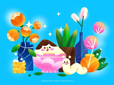 Flower world-3 art cute design dribbble illustration people sticker