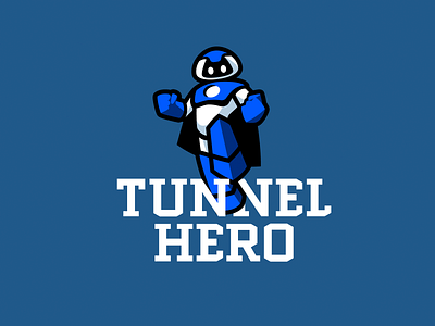 Tunnel Hero brand branding design font hero identity illustration iron letter logo logotype man raincoat robot service super tunnel vpn