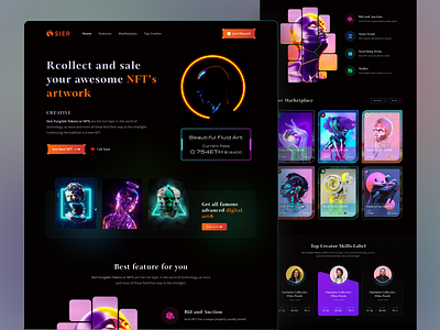 NFT Landing Page UI Design crypto landing page cryptocurrency digital art dribbble best short ethereum landing page landing page design nft app nft art nft landing page nft marketplace nft ui nft web design nft website product design trending design ui ux design uiux web design website design