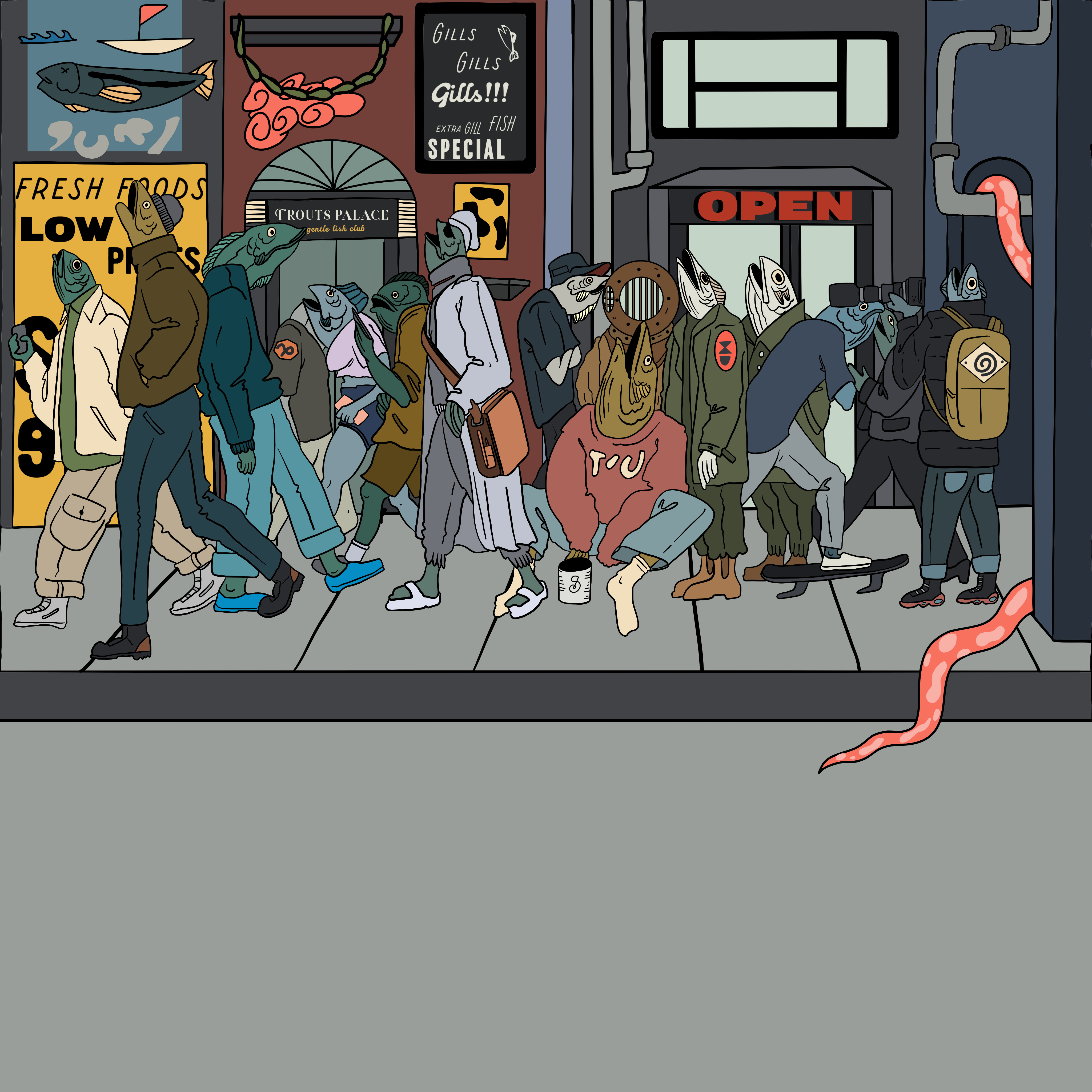 Example of Illustration for beer label- Pale Fish Brewing.