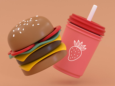 Fast food 3D Illustration 3d burger cinema4d design designer fastfood george illustraion mikiashvili modern nft render