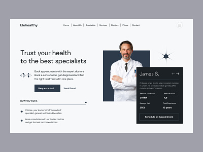 Elehealthy - Healthcare Platform booking clean clinic doctor expert healthcare medical ui uitrends ux web web design website