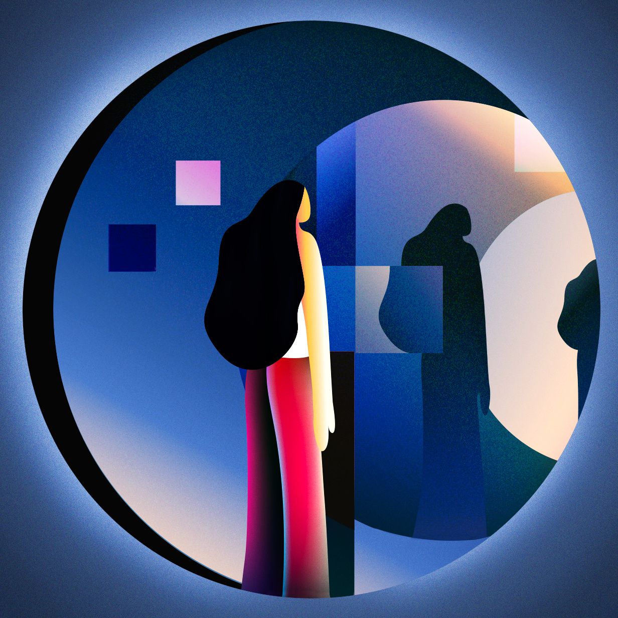 Do we know ourselves? blue illustration texture woman