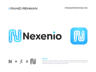 Nexenio - Letter N + Tech Logo . a b c d e f g h i j k l m n app logo creative logo design icon it logo logo logotype modern logo monogram n letter logo n tech logo o p q r s t u v w x y z robotics logo software logo startup logo symbol tech company technology icons technology logo