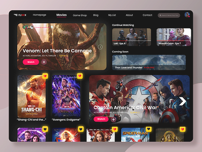 Streaming Movie App's Flixxx animation app avengers dashboard design film illustration marvel movie platform ui ui cinema ui movie ui ux movie uidesign ux