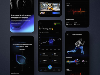 Fitness Tracker App activity calorie counter cardio diet plan exercise fitness fitness app gym healthy mobile ui sport steps timer graph tracker trainer training ui design wellness workout workout tracker