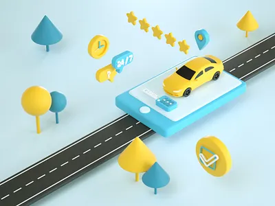 Car sharing 3d illustration 3d car sharing cinema 4d illustration octane render stylized