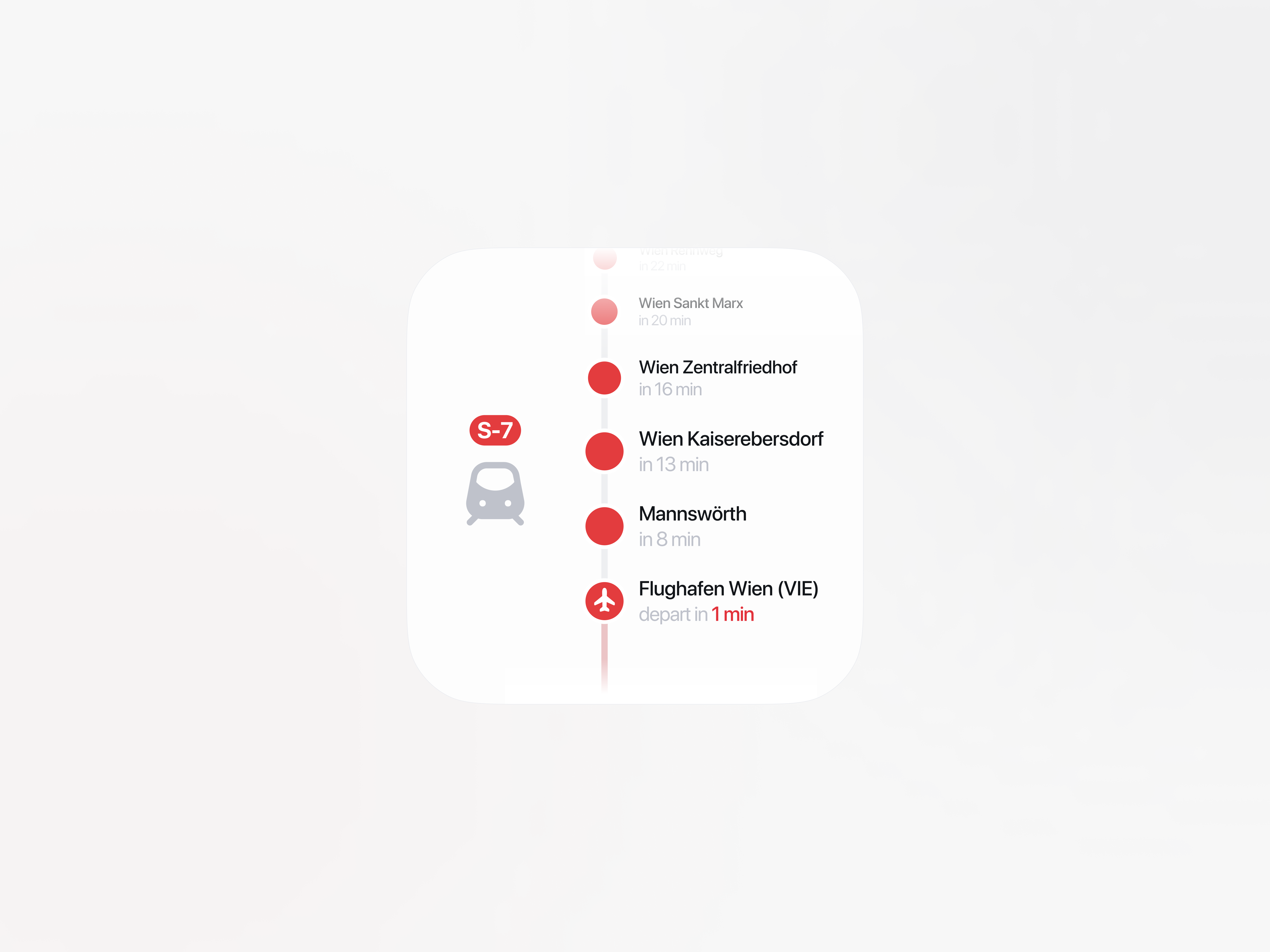 Transport route widget (Wiener S-Bahn) graphic design icon mobile app product design ui ux vector widget