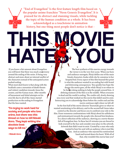 "This Movie Hates You" - The End of Evangelion anime design evangelion graphic design manifesto poster single page typography