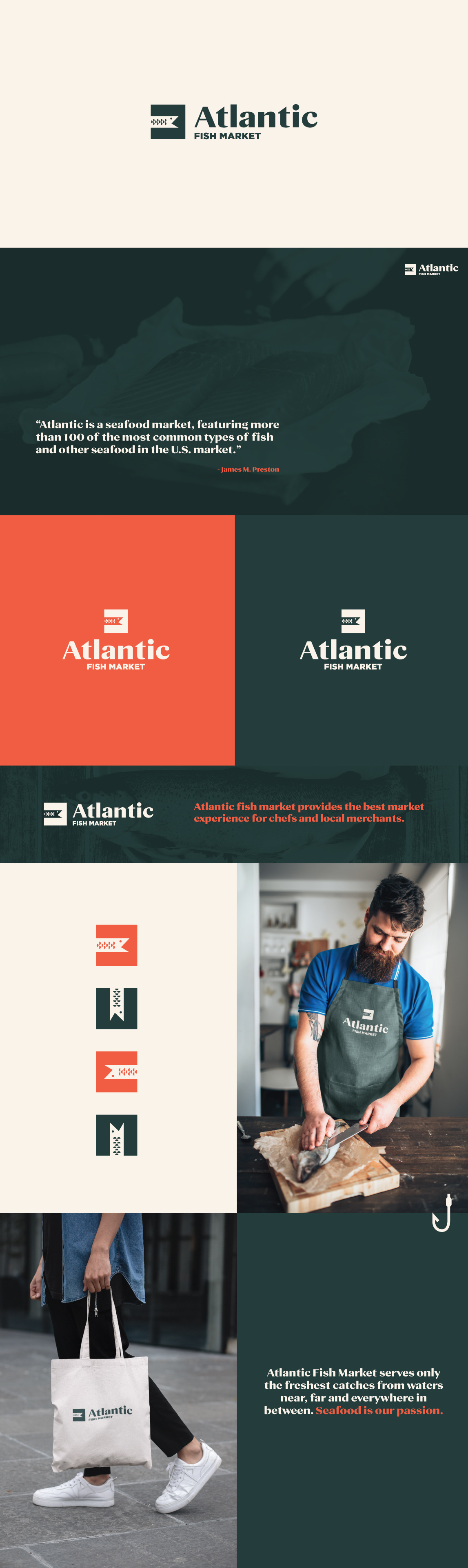 Atlantic Fish Market Branding and Logo Design branding design graphic design icon illustration logo logo design typography ui ux vector visual identity