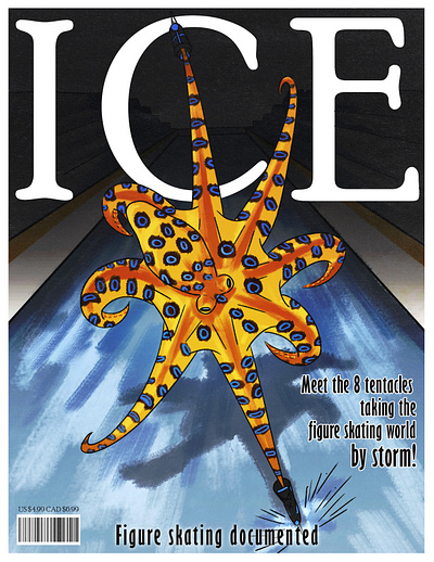 ICE - Figure Skating Documented - Magazine Cover cover art design digital painting figure skating graphic design ice skating illustration magazine