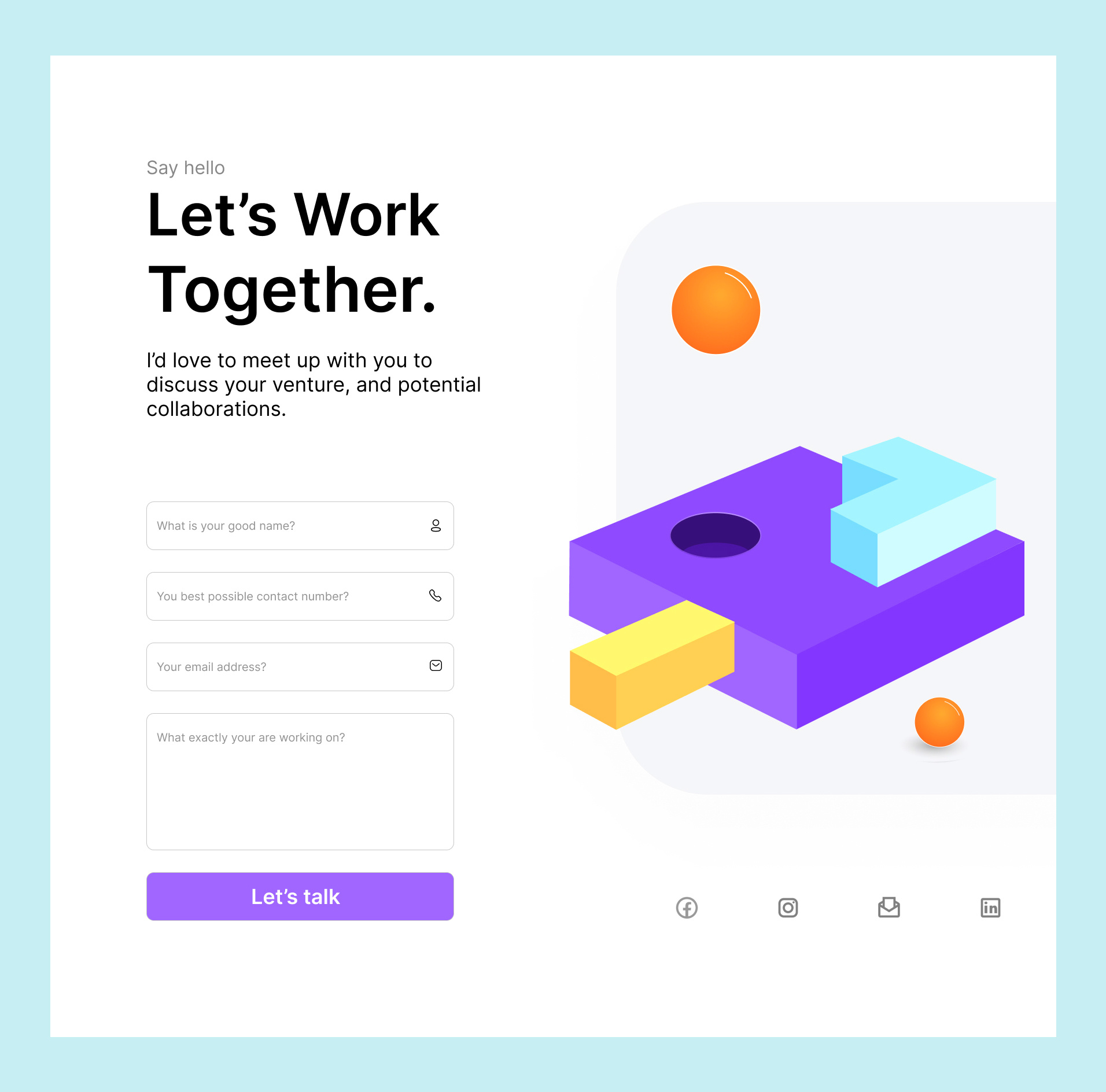 Contact Form UI 2d 3d design figma form home page homepage landing landing page landingpage site uidesign uiux userinterface uxui web design web site webdesign webpage website