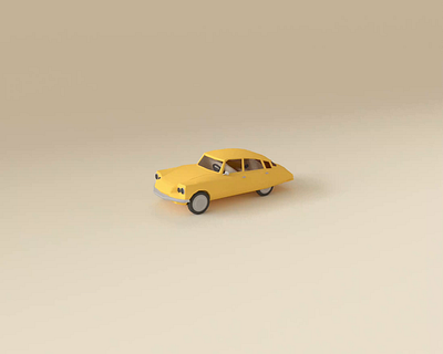 Yellow Citreon DS 3d 3danimation animation c4d cinema4d lowpoly octane