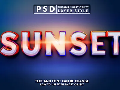 sunset 3d text effect 3d text editable text fonts graphic design illustration mock up psd text effect