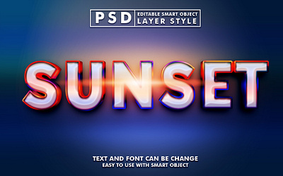 sunset 3d text effect 3d text editable text fonts graphic design illustration mock up psd text effect