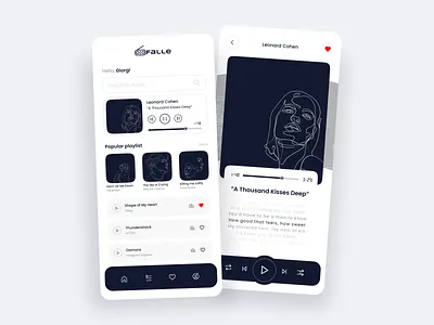 Music Player App Exploration app design application clean light minimalism mobile mp3 music music app music player music streaming play player playlist rock search music sing song ui ui design