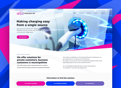 Vehicle charging website adobe xd automobile blue car charging design electric vehicle landing page pink tinthumb web design web site