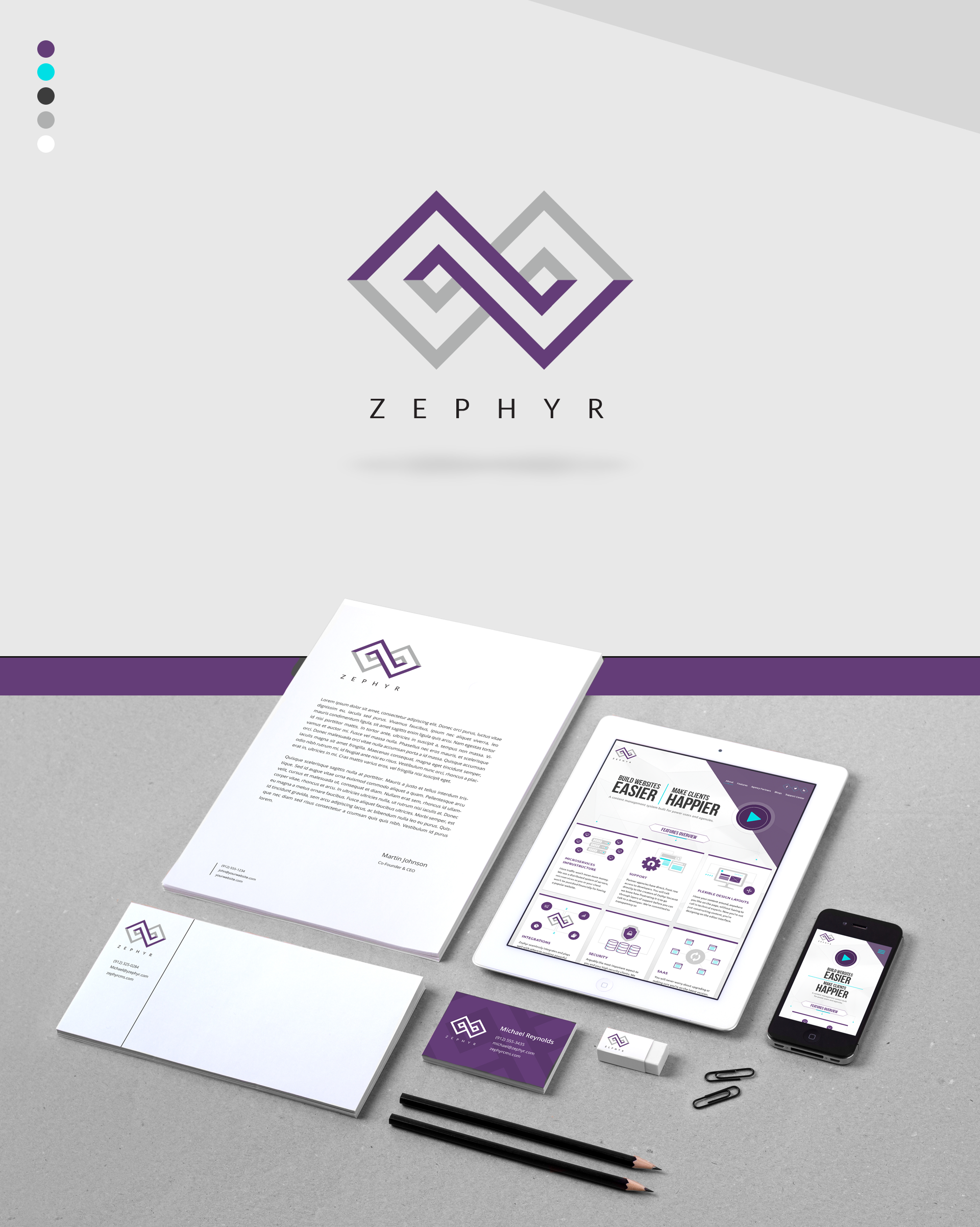 Zephyr | Brand brand brand identity brandarchetypes branding brandmark cms content management system graphic design logo logo identity logobrand logos purple vector vector logo