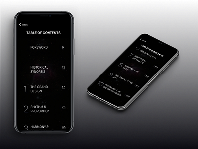 Space-themed Table of Contents branding design figma typography ui ux