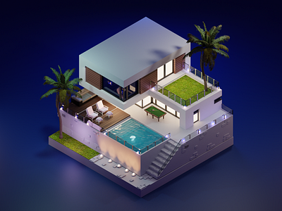 Summer Home 3d blender illustration meta verse metaverse