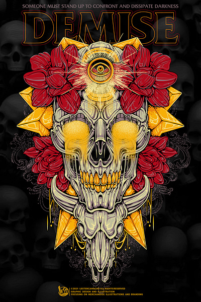 SKULL FLORAL ILLUSTRATION branding design designforsale floral graphic design hannya illustration logo macabre skull vector