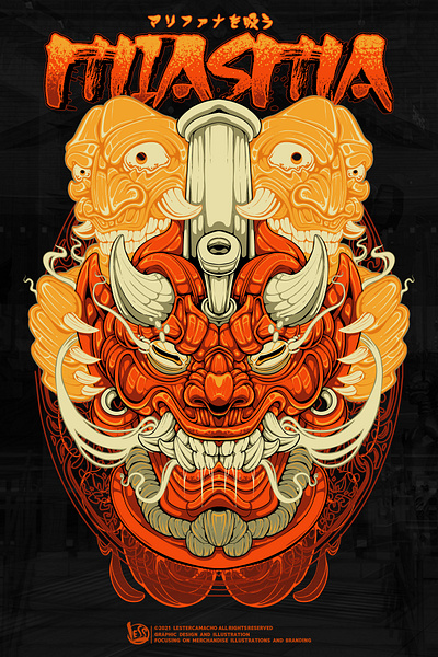 HANNYA ONI ILLUSTRATION branding design designforsale geisha graphic design hannya illustration japan logo mecha oni samurai shogun vector