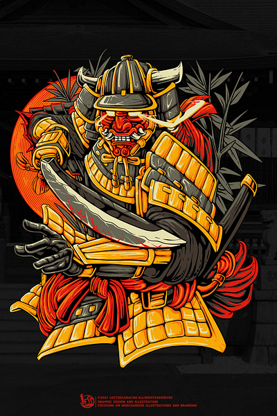 SAMURAI SHOGUN ILLUSTRATION branding design designforsale geisha graphic design hannya illustration japan logo mecha oni samurai shogun skull vector